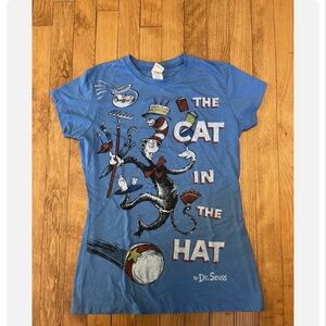 (SOLD) Vintage cat in the hat T shirt women’s large blue dr.Seuss mighty fine